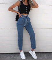 High-Waisted Denim Jeans