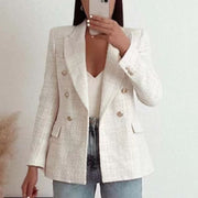 Women Textured Double Breasted Blazer