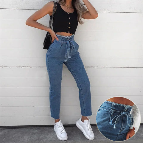 High-Waisted Denim Jeans