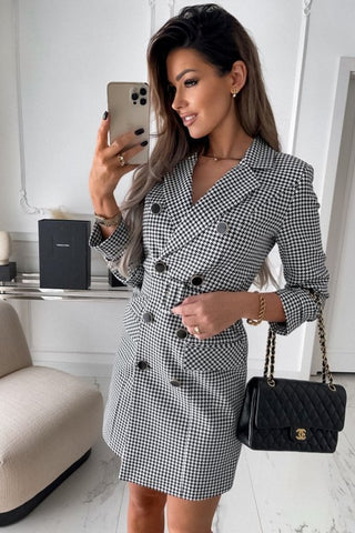 Fashion Printing Plaid Blazer Women