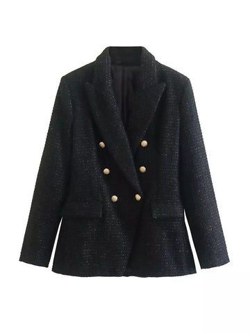 Women Textured Double Breasted Blazer