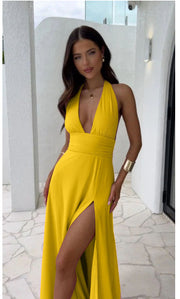 Halterneck Slit Dress